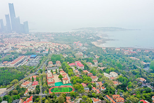 航拍山东青岛八大关景区