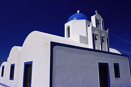 蓝色,球形,教堂,锡拉岛,希腊