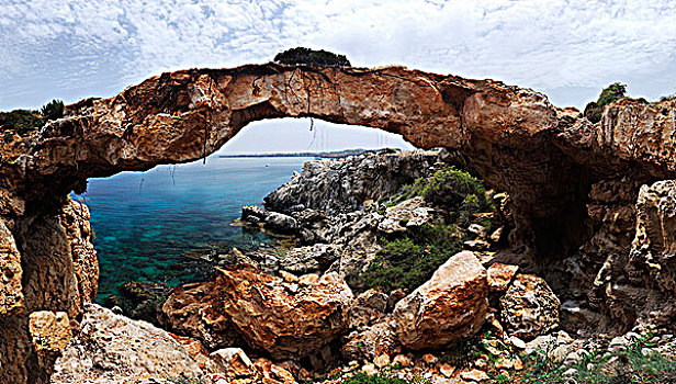 天然石桥,岬角,塞浦路斯,地中海,2007年