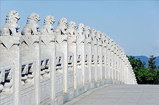 拱桥,帝王,拴狗绳,岛屿,湖,颐和园,北京,中国