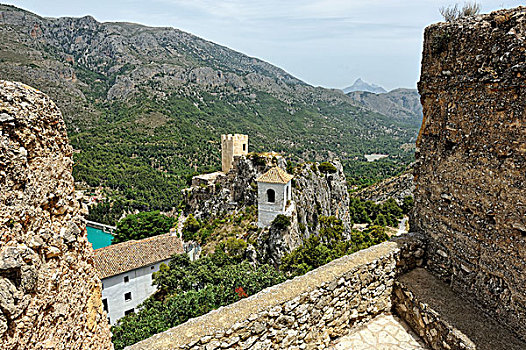 西班牙,俯视,城堡,山