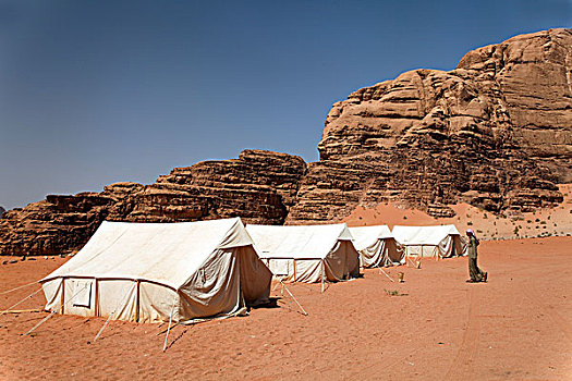 露营,游客,帐篷,山峦,自然保护区,瓦地伦,约旦哈希姆王国,中东,亚洲