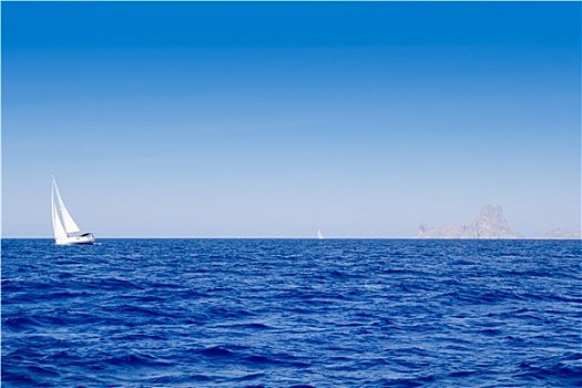 伊比萨岛,帆船,蓝色,地中海