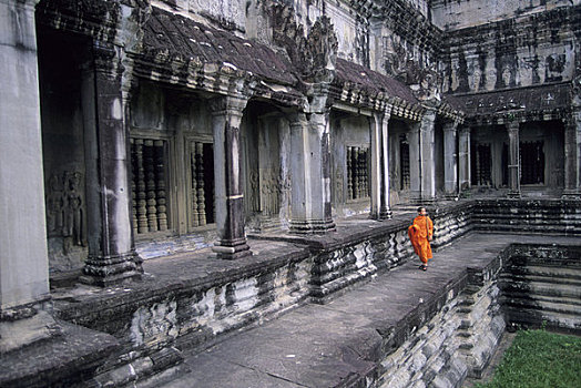 柬埔寨,吴哥窟,僧侣