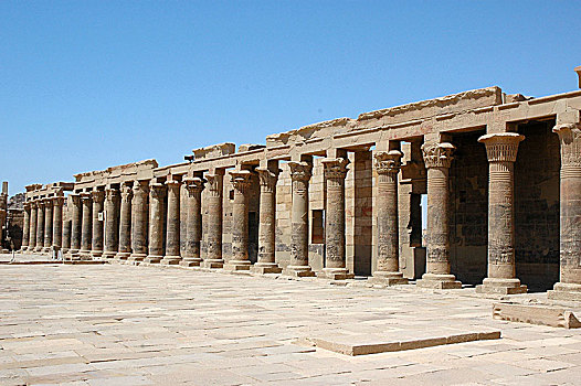 西部,柱廊,柱子,一个,入口,寺庙,伊希斯