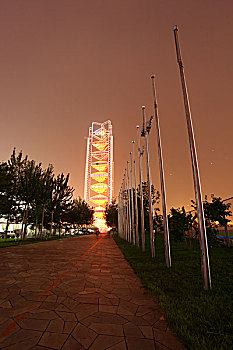 国家体育场,夜景,奥运会,奥林匹克公园,地标,建筑,火炬塔,雕塑,五环