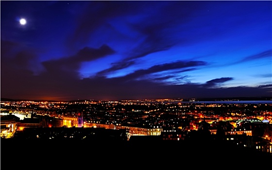 风景,爱丁堡,港口,夜晚