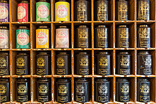 罐,茶,墙壁,展示,世界闻名,沙龙,巴黎,法国