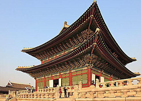 韩国,首尔,景福宫,勤政殿,亭子