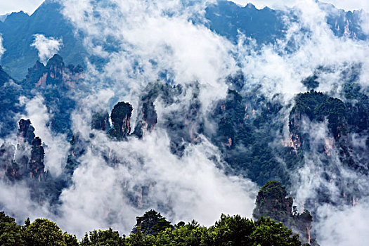 湖南,张家界,峰林,云雾