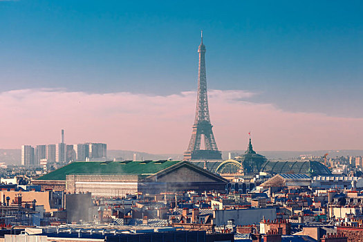 埃菲尔铁塔,城市,屋顶,巴黎,法国