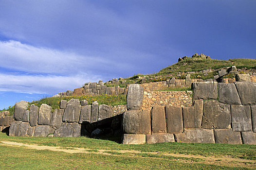 秘鲁,靠近,库斯科市,萨克塞华曼,要塞,墙壁