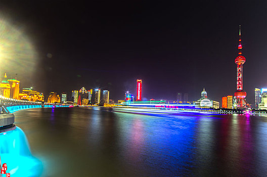 浦江夜景美轮美奂,东方明珠璀璨耀眼,上海风光,上海夜景