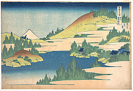 湖,箱根,省,序列,富士山,艺术家