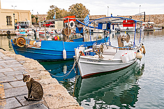 码头,威尼斯,港口,渔船,欧洲,克里特岛,希腊
