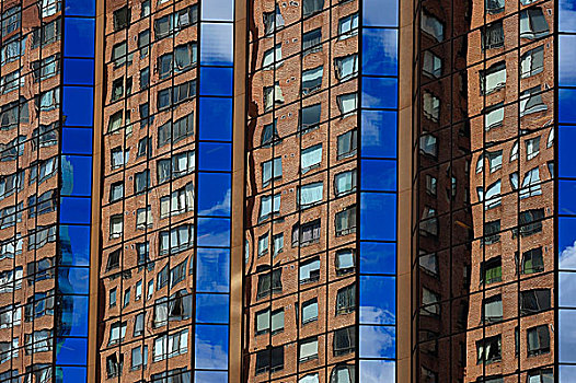 反射,建筑,窗户,摩天大楼,多伦多