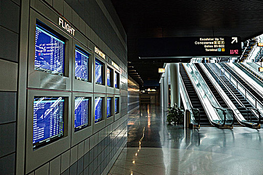 航班时刻,显示屏,扶梯,芝加哥,伊利诺斯,美国