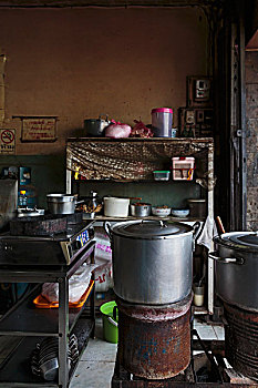 暗色,小吃店,市场,万象,老挝