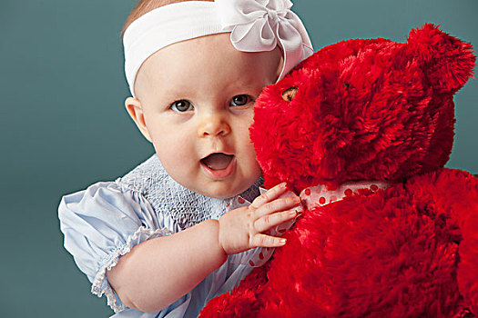 女婴,搂抱,泰迪熊,纳什维尔,田纳西,美国