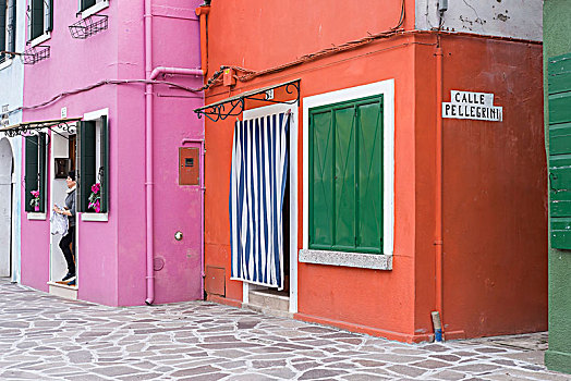 彩色,房子,布拉诺岛