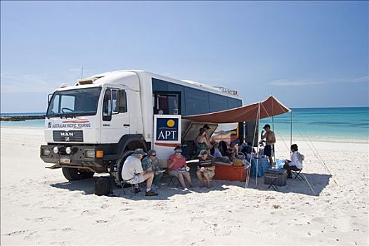 午休,野餐,海滩,靠近,西澳大利亚,澳大利亚