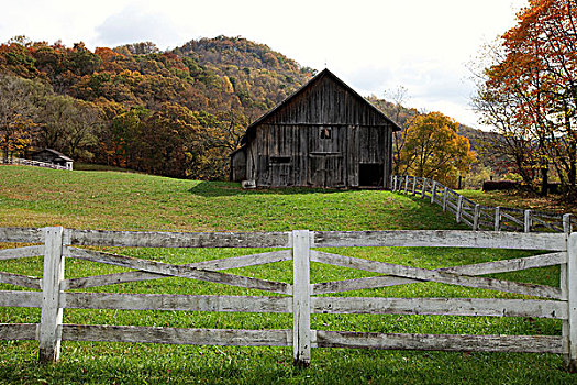 谷仓,栅栏,西维吉尼亚,美国