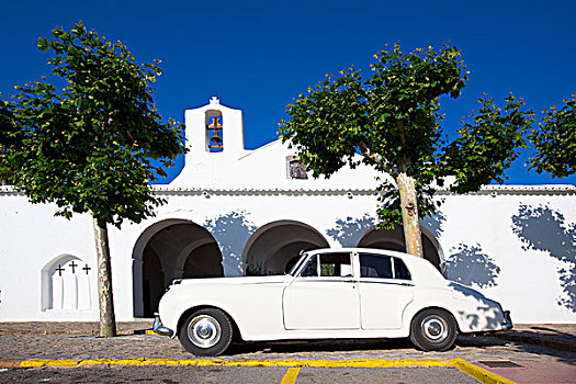 伊比萨岛,白色,教堂,巴利阿里群岛,西班牙
