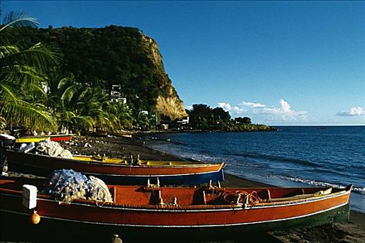 渔船,排列,海岸,马提尼克岛,加勒比海