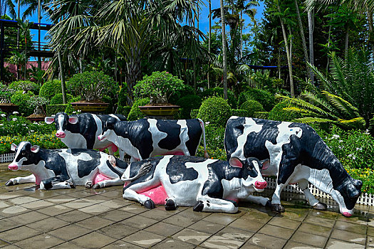 母牛,塑像,热带,植物园,芭提雅,泰国,亚洲