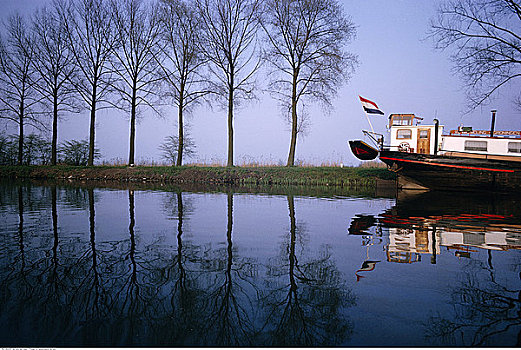 运河,驳船,荷兰