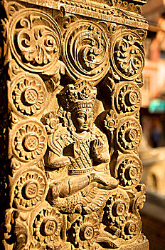 木雕,佛,湿婆神,房子,巴克塔普尔,尼泊尔,亚洲