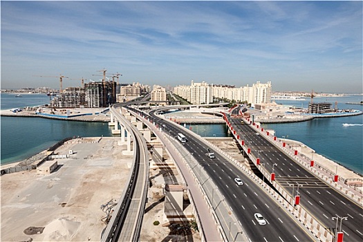 手掌,公路,单轨铁路,桥,连接,大陆,迪拜,阿联酋