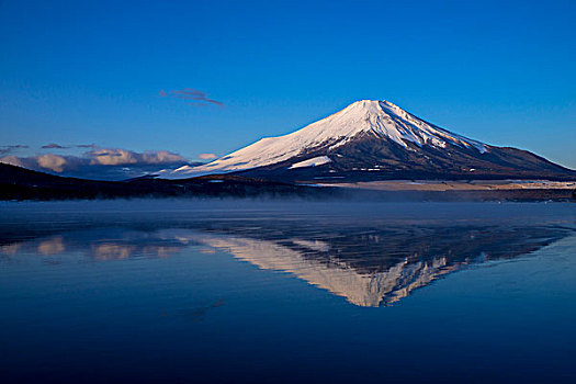 山,富士山,反射,城镇,山梨县,日本