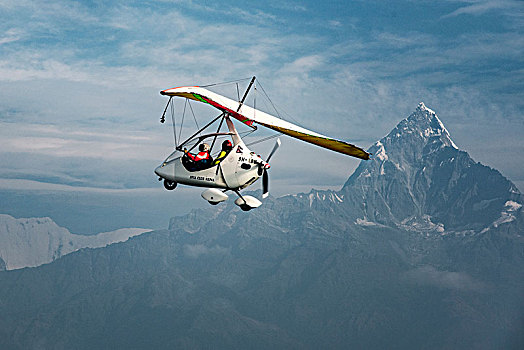 飞行,飞,山,波卡拉,尼泊尔