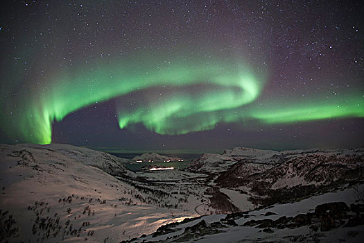 北极光,上方,特罗姆斯,挪威,欧洲