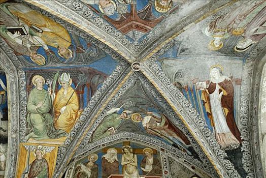 壁画,回廊,大教堂,意大利,欧洲
