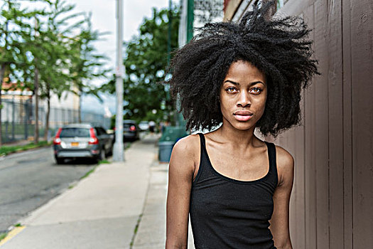 年轻,女人,头像,非洲式发型
