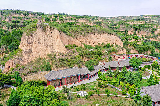 航拍河南巩义石窟寺,巩县石窟