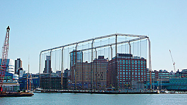 美国,纽约,港口,建筑,铁丝网