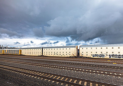 货物,列车,云,天空