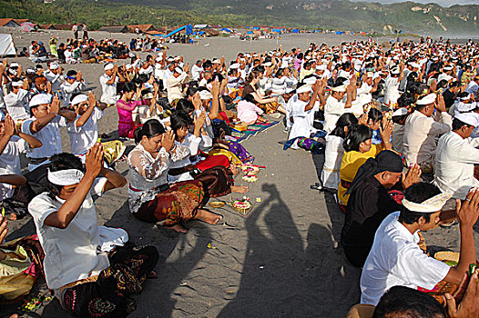 印度尼西亚,印度人,庆贺,仪式,洗,心形,海滩,日惹,2008年