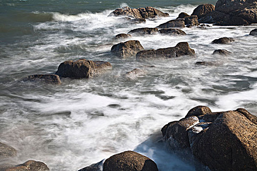 大海,海浪,礁石,潮水,动荡,潮汐,北戴河