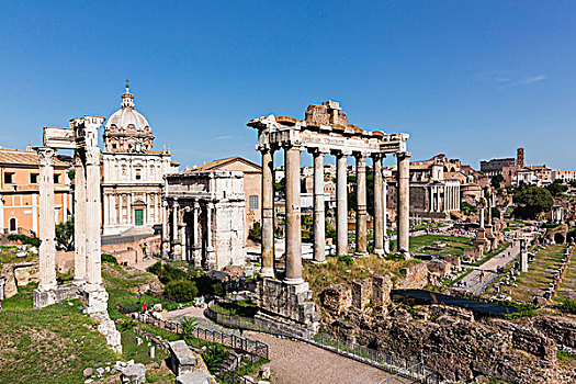 古罗马广场,拱形,庙宇,背景,世界遗产,罗马,意大利