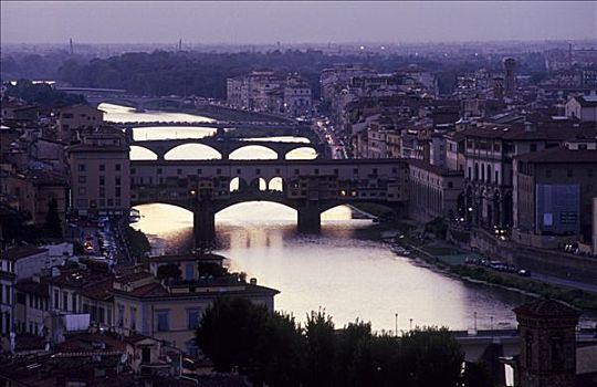 维奇奥桥,古桥,阿尔诺河,佛罗伦萨,托斯卡纳,意大利,欧洲