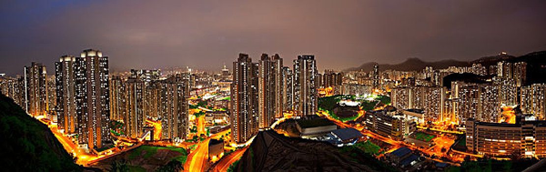 香港,城市,日落