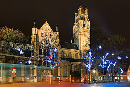 圣诞节,大教堂,布鲁日,比利时
