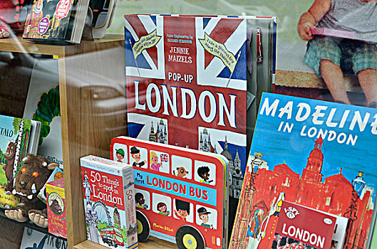 孩子,旅行,书本,伦敦,橱窗