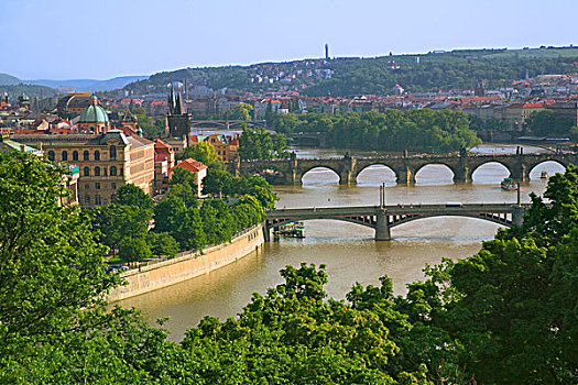 桥,上方,伏尔塔瓦河,布拉格,捷克共和国