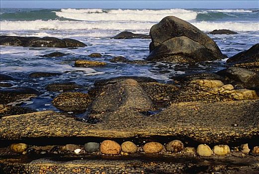 岩石,海岸线,漂石,湾,大西洋海岸,南非