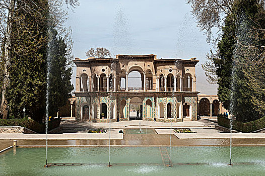 亭子,入口,喷泉,花园,省,伊朗,亚洲